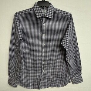 Todd Snyder x Hamilton Shirt Mens Sz 15.5 Blue & White Checkered Cotton Stretch